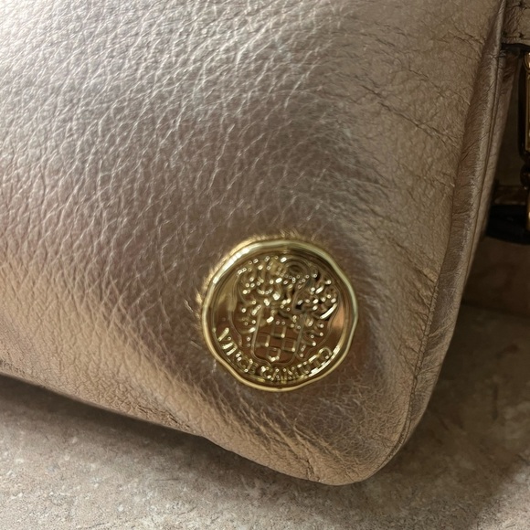 Vince Camuto New York Tan and Gold Wristlet Clutch Modern Design - Picture 4 of 13